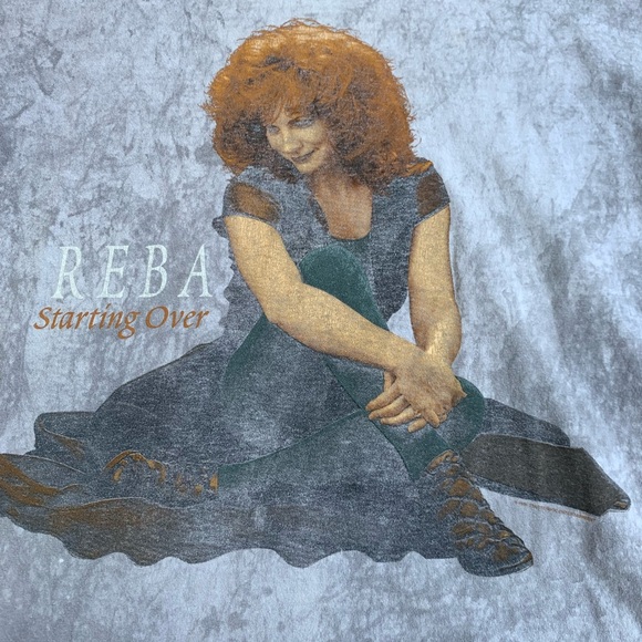 Vintage 90s Reba 20 Years Starting Over 1995 Promo Album Tie dye T-shirt  2XL - Picture 2 of 9